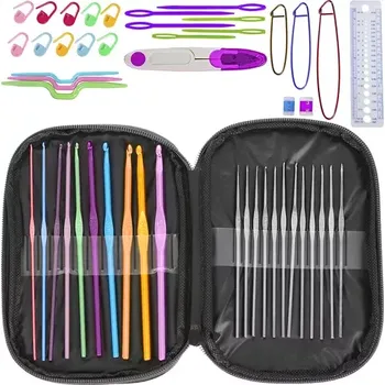 Háček na háčkování Háčkovací sada v pouzdře pro začátečníky i pokročilé – 69 dílů