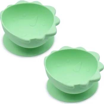 Svačinový box Silikonová mistička s přísavkou 300 ml, 2ks - Dinosaur