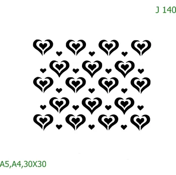 Plastová šablona pro malování - Strukturální vzory - Srdce (J140) - A5 , Lepící fólie