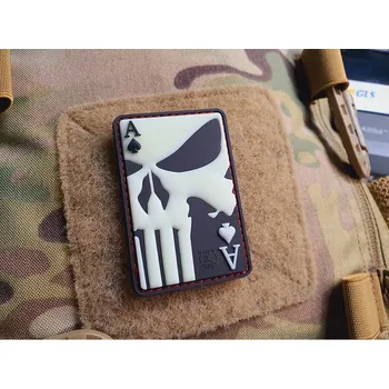 Airsoft JACKETS TO GO Nášivka PUNISHER ACE OF SPADES velcro GLOW IN THE DARK revers