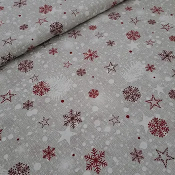 Pro útulný domov dekorační látka vánoční VLOČKY A HVĚZDIČKY
