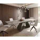 DELIFE Jídelní stůl Edge 200-300x100 keramika Minas Melange bílá-béžová W-podnož titanová efektová úložný rozkládací