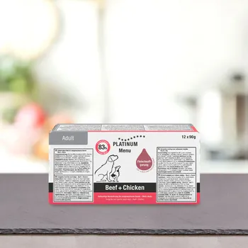 Pro psa Platinum Natural Menu Beef + Chicken - Hovězí + Kuře 90 g - 12ks