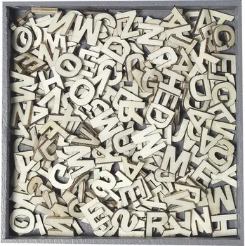 HEYDA Sada dřevěných dekorací v krabičce - písmena