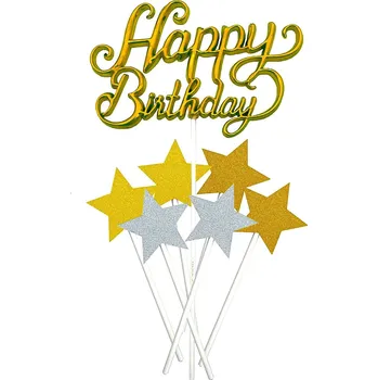 Vánoční dekorace Alvarak Zápich Happy Birthday zlatý