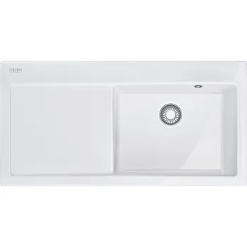 Keramický dřez Vylepšete svou kuchyň keramickým dřezem Mythos. Tento stylový dřez s jedním umyvadlem je vyroben z vysoce kvalitní keramiky pro mimořádnou odolnost, má hladkou a snadno čistitelnou povrchovou úpravu a je vybaven 3 1/2" odtokovým sítkem Easy Click s přepad