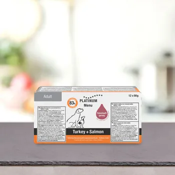Platinum Natural Menu Turkey + Salmon - Krocan + Losos 90 g - 12 ks