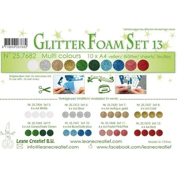 LEANE Speciální pěnová guma na výrobu květin A4 - Glitter různé barvy 10 ks
