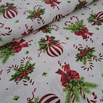 Pro útulný domov dekorační látka vánoční PRUHOVANÉ OZDOBY