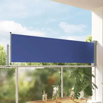 Markýza vidaXL Zatahovací boční markýza / zástěna na terasu 80 x 300 cm modrá