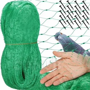 Ochranná síť proti ptákům s upevňovacími kolíky (20ks) - 10x15 m - zelená