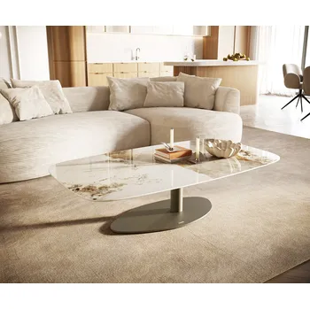 Konferenční stolek DELIFE Konferenční stolek Edge Boot 140x80 cm keramika Minas Melange Vibany kov titanová barva