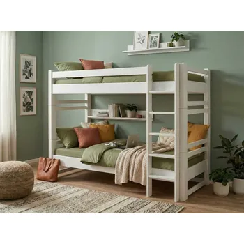 Dětská postel Buková patrová postel Lucas 90x200 Rozměr: 90x200, Moření: Bílá krycí barva