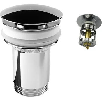 Sifon Mereo Výpusť uzavírací CLIC-CLAC, celokovová s přepadem, pochromovaná mosaz, ø 5/4", vytahovací se sítkem