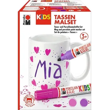 Kancelář Marabu KiDS Porcelain & Glas Painter - 2x popisovač + hrnek pro holky