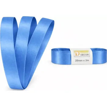 Stuha Stuha saténová světle modrá Sky Blue- skládaná 25mm x 3m (6,30Kč/m) (modrá saténová stuha, skládaná, oboustranný satén)