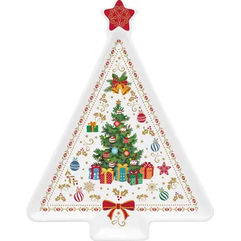 Easy Life, Itálie Easy Life - Porcelánový tác Christmas ornaments ve tvaru vánočního stromku - 21 x 16 cm