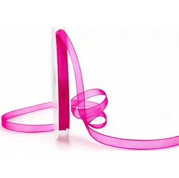 Stuha Stuha organzová Beauty Organdy – Shocking pink sytě růžová 7mm x 5m (4,-Kč/m) (Sytě růžová, organzová stuha, 7mm široká, průsvitná, oboustranná, okraje zpevněné tkaním)