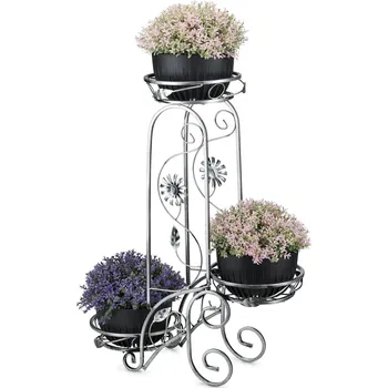 Stojan na květiny STOJAN NA KVĚTINÁČ FLOWER 88X28X65 CM STŘÍBRNÁ