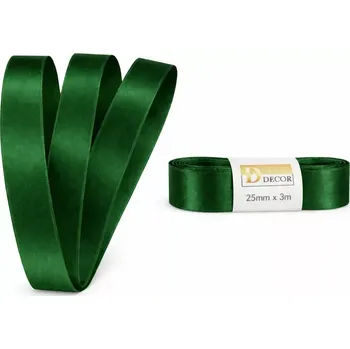 Stuha Stuha saténová tmavě zelená - skládaná 25mm x 3m (6,30Kč/m) (Tmavě zelená, saténová stuha, skládaná, oboustranný satén)