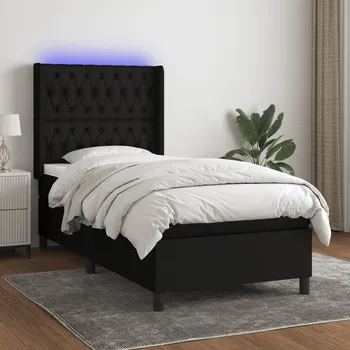 Postel vidaXL Box spring postel s matrací a LED 90x190 cm textil [3138517] Barva: Černá