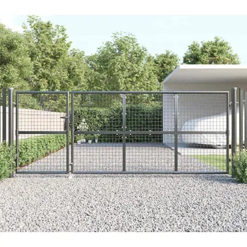 brána vidaXL Zahradní branka s pletivem 350 x 175 cm pozinkovaná ocel [154552] Barva: antracitová