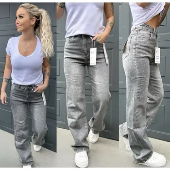 Dámské džíny Široké džíny - vysoký pas MISS 876-3 Velikost: XS, Barva: Šedá