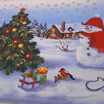 Pro útulný domov bavlněná látka - běhoun vánoční STROMEK a SNĚHULÁK