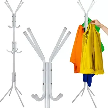 Věšák Stojanový věšák na oděvy 170 cm – bílý