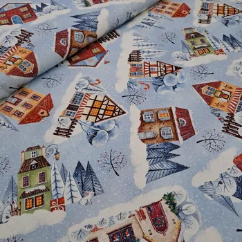 Pro útulný domov bavlněná látka vánoční MĚSTEČKO