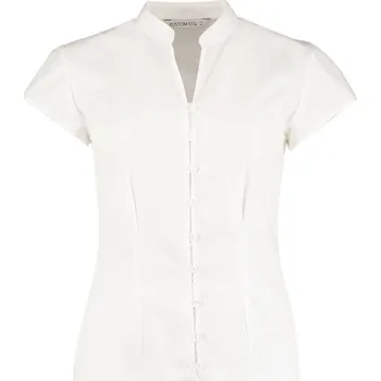 Dámská halenka Kustom Kit Popelínová halenka s mao límcem KK 727 Velikost: 2XL, Barva: bílá