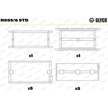 Kliková hřídel Hlavní ložiska klikového hřídele GLYCO H095/6 STD