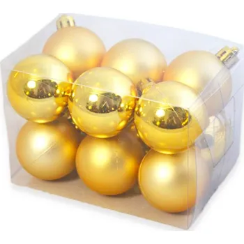 LAALU Vánoční ozdoby - koule, zlaté, průměr 4 cm, 12 ks