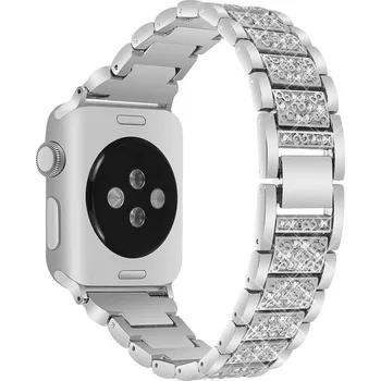 Ostatní příslušenství k chytrým hodinkám eses Kovový luxusní řemínek pro Apple Watch - Stříbrný 42mm, 44mm, 45mm, 49mm