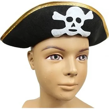 Godan Dětský pirátský klobouk s lebkou a zlatým okrajem