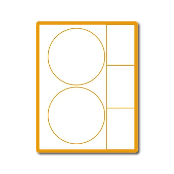 Samolepící etiketa 35 00156 - Print Etiketa A4, 2 x Kruh 140 mm + 3 x Obdélník 63 mm x 99 mm, 5 etiket na archu - Balení 100 ks