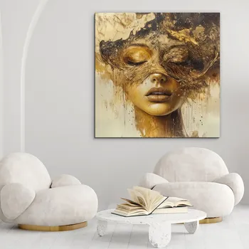 Obraz Glamour portrét ženy - Zlatá maska | DUBLEZ
