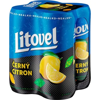 Pivo Litovel Černý citron nealko plech (4×0,5 l)