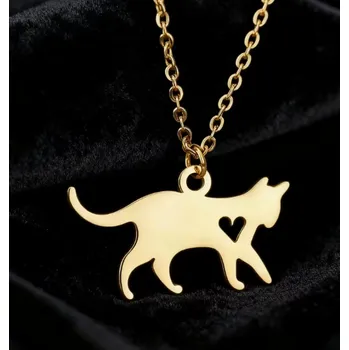 Řetízek Náhrdelník a přívěsek kočka