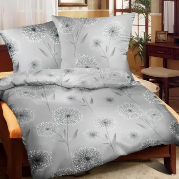 Povlečení Bavlněné povlečení pampelišky na šedém Uzávěr: Zip