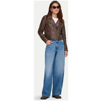 Dámská bunda ONLY Bunda z imitace kůže Carmen 15361396 Hnědá Regular Fit XS