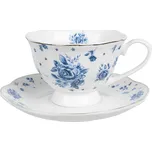 Clayre & Eef - Porcelánový šálek s podšálkem BLUE ROSE BLOOMING BRBKS