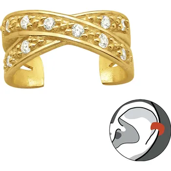 Náušnice Atreya Stříbrná zlacená záušnice Cross line zirkon