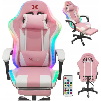 Herní židle Herní židle Xgaming LED s opěrkou nohou - růžová
