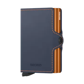 Peněženka Dvojitá kožená peněženka na karty SECRID Twinwallet Matte Night Blue - Orange tmavě modrá