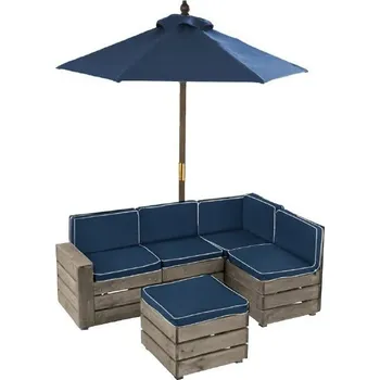 Dětský zahradní nábytek KidKraft Dětská luxusní zahradní souprava se slunečníkem Blue