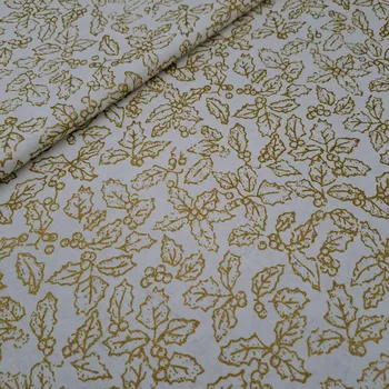 Pro útulný domov bavlněná látka vánoční zlatotisk CESMÍNY