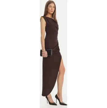 Dámské šaty Elisabetta Franchi Koktejlové šaty AB-906-61E2-450 Hnědá Regular Fit 48