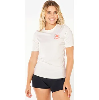 Dámské tričko DECATHLON Dámské tričko s UV ochranou a s krátkým rukávem na surf Malou 2XL BÍLÁ