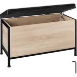 TecTake GmbH 404639 sedací truhla s polstrováním calico 81,5x41,5x50,5 cm - industrial světlé dřevo, dub sonoma